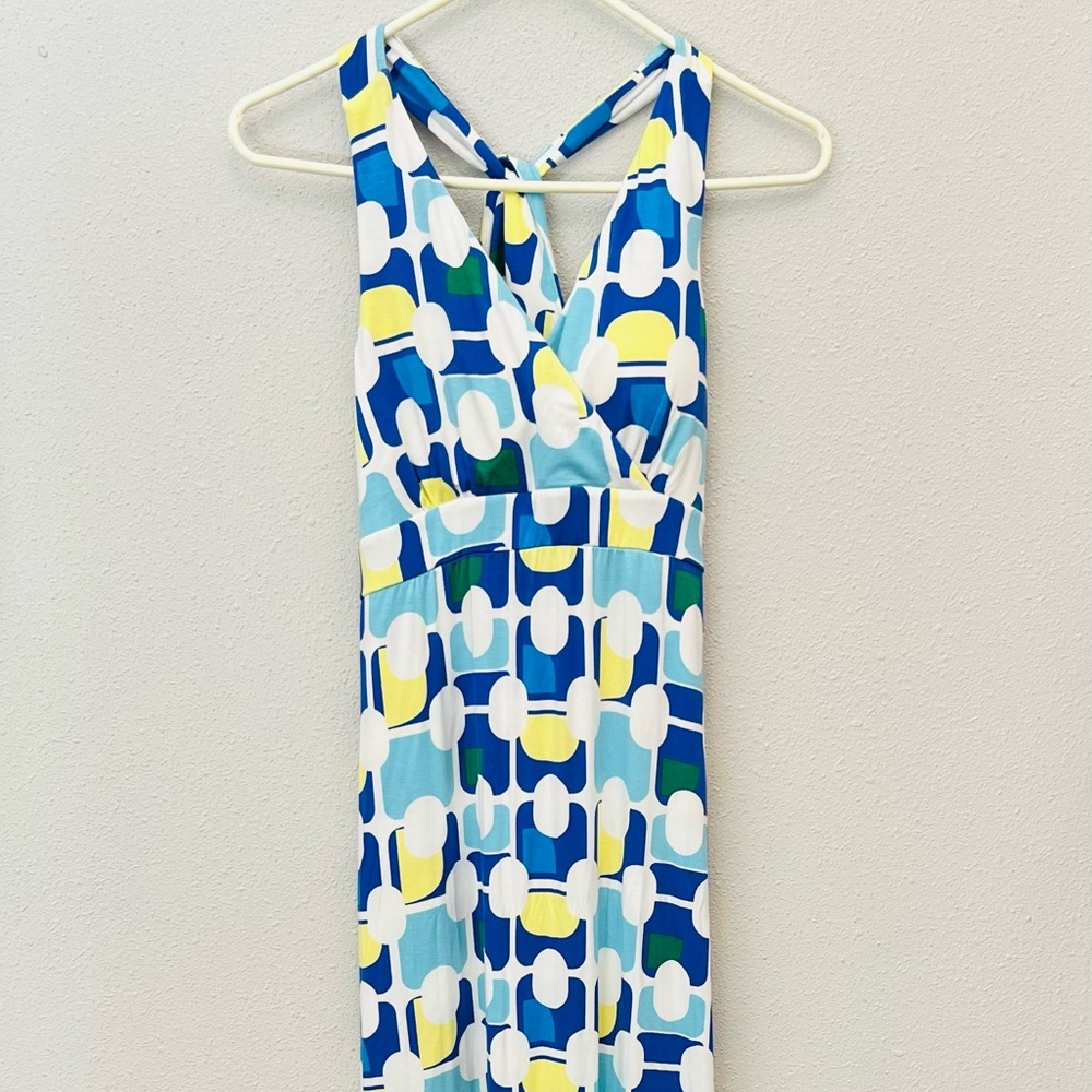 Soma Blue and Yellow Geometric Maxi Dress